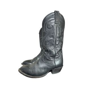 Tony Lama Mens CZ820  Buck Black Leather Pull On Cowboy Western Boots US 9.5 EE